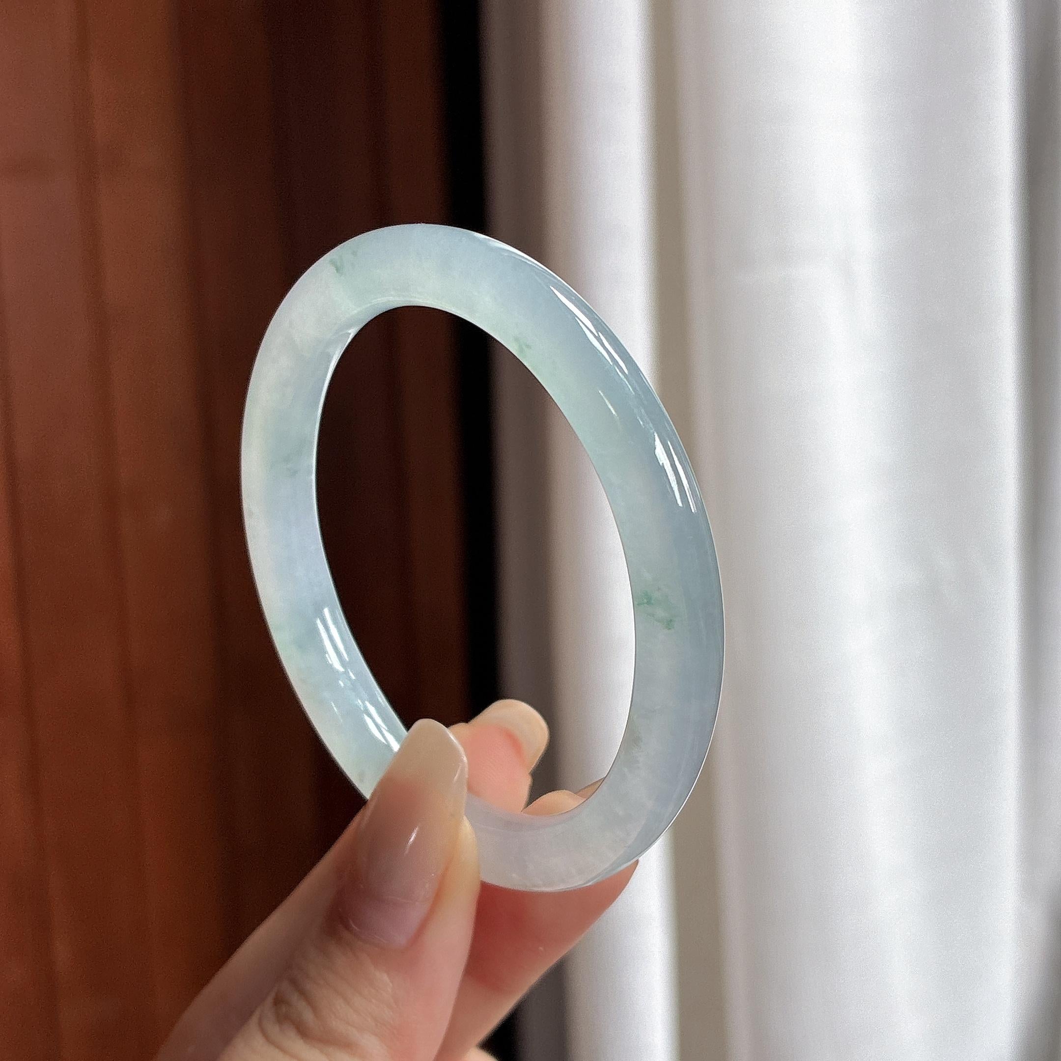 糯冰飘花贵妃镯 53圈 天然缅甸A货翡翠（yc466082）