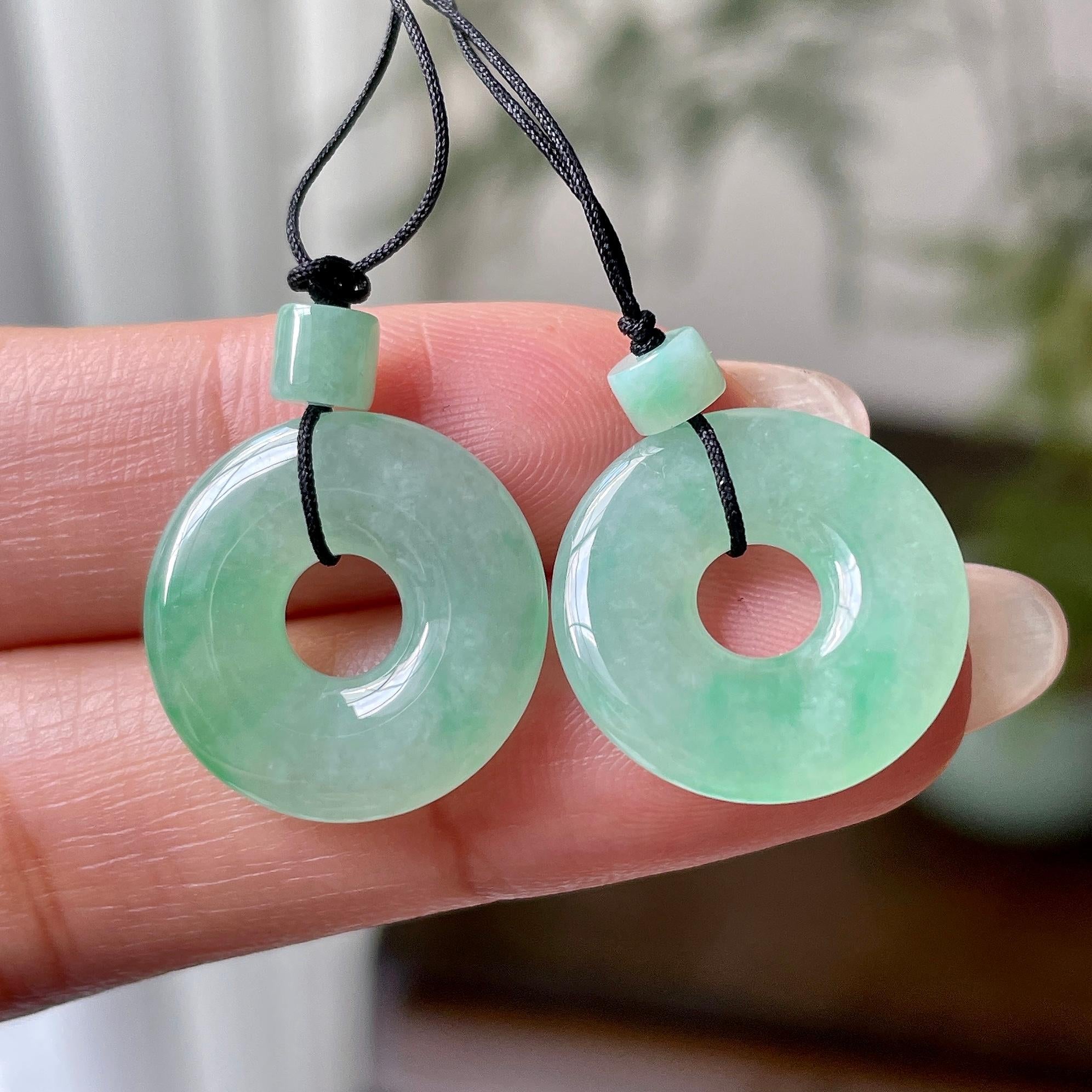 细糯种翠绿甜甜圈耳坠    天然缅甸A货翡翠（yc333354）