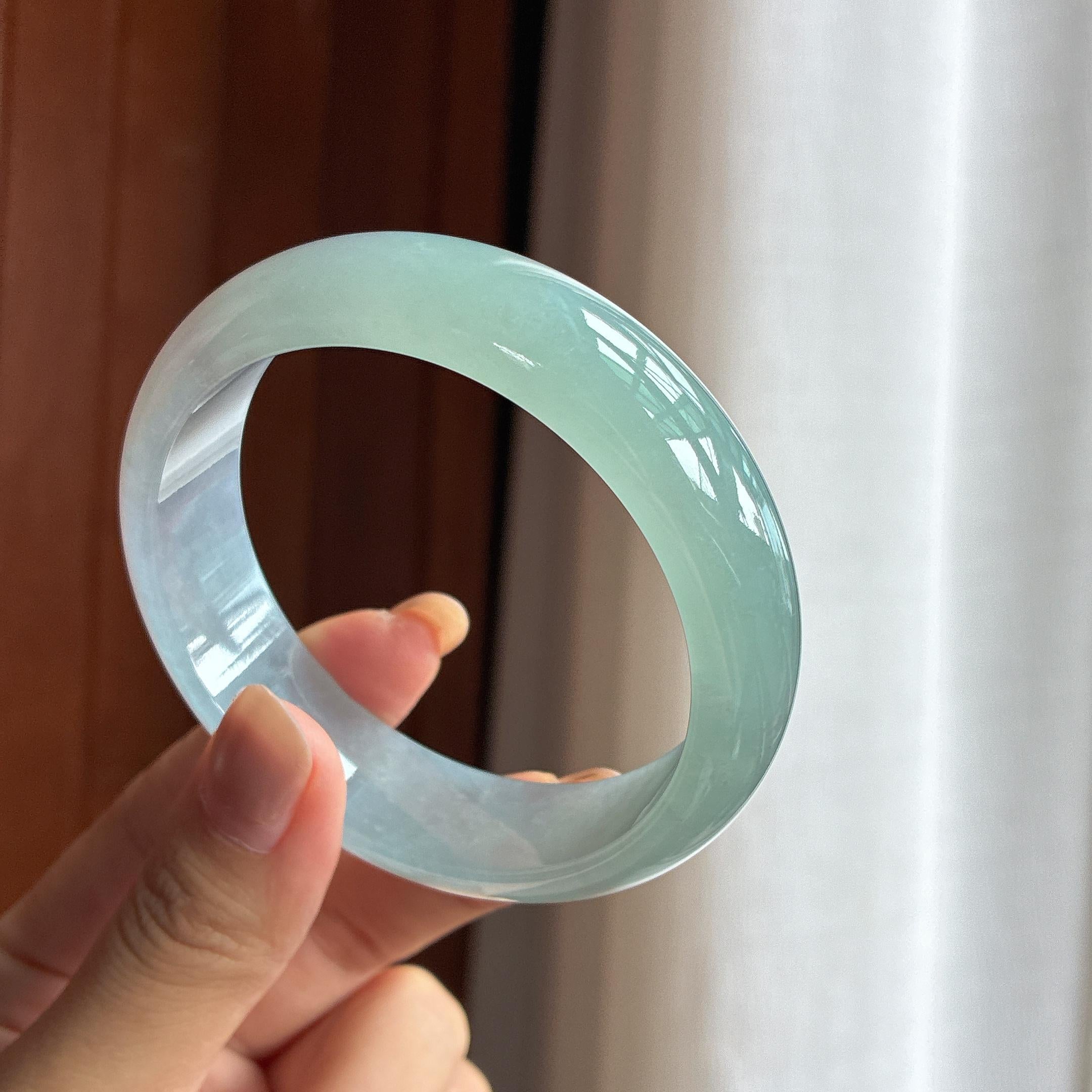 冰种蓝底宽版翡翠手镯 60圈（yc431256）