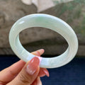 细糯种飘绿花正圈平安镯56.2圈     天然缅甸A货翡翠（yc426002）