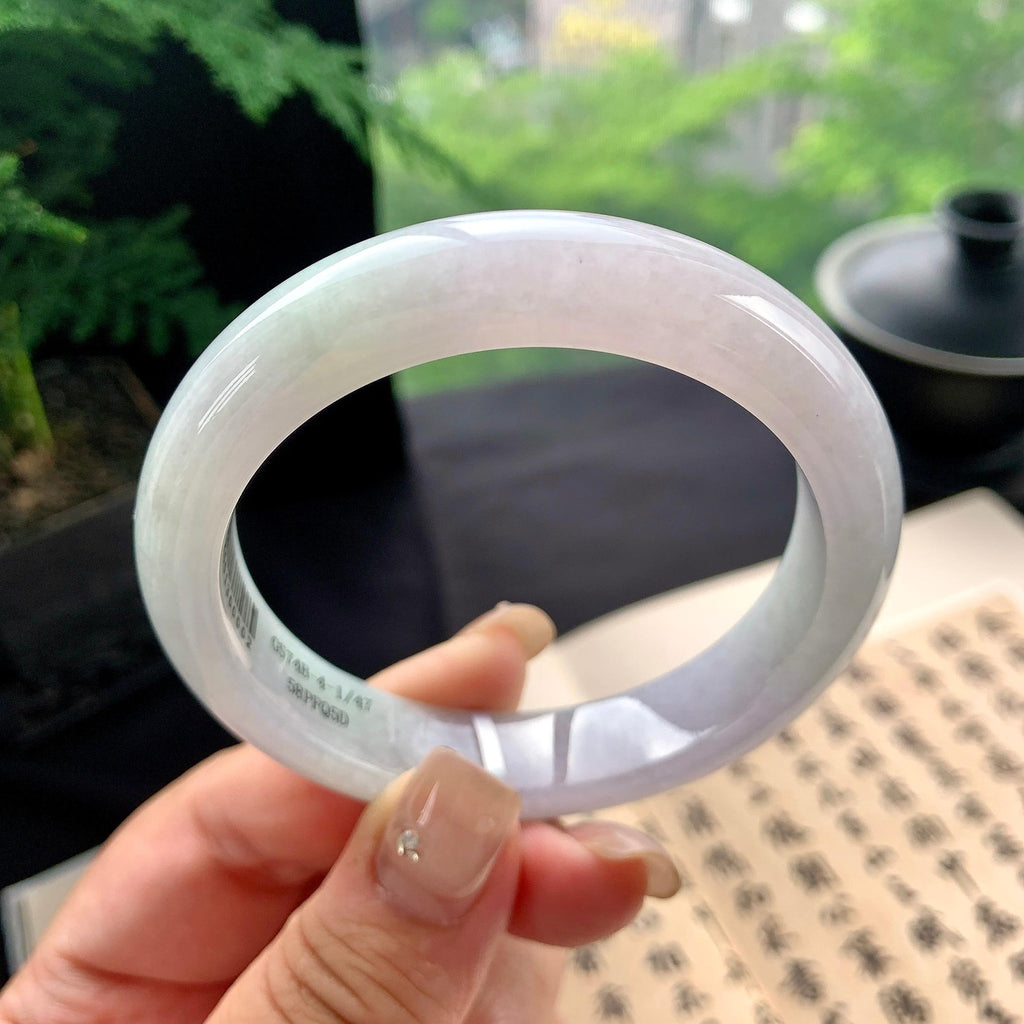 细糯种淡春彩正圈平安镯 56圈口 天然缅甸A货翡翠（yc473081）