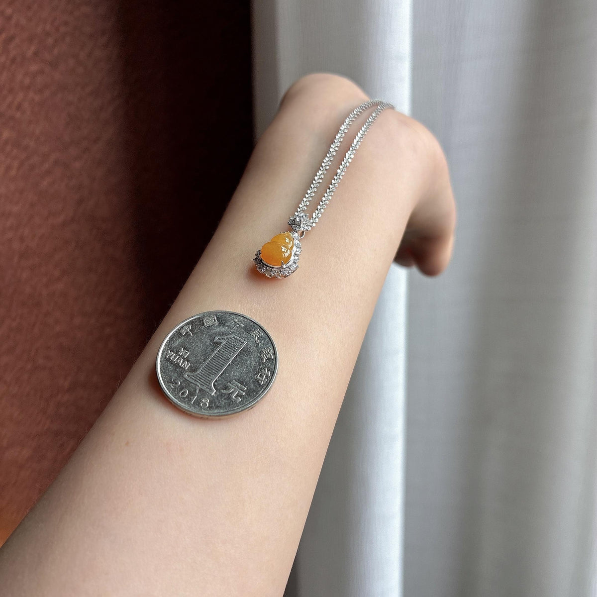 18K金镶糯冰黄翡葫芦挂件（yc751633）