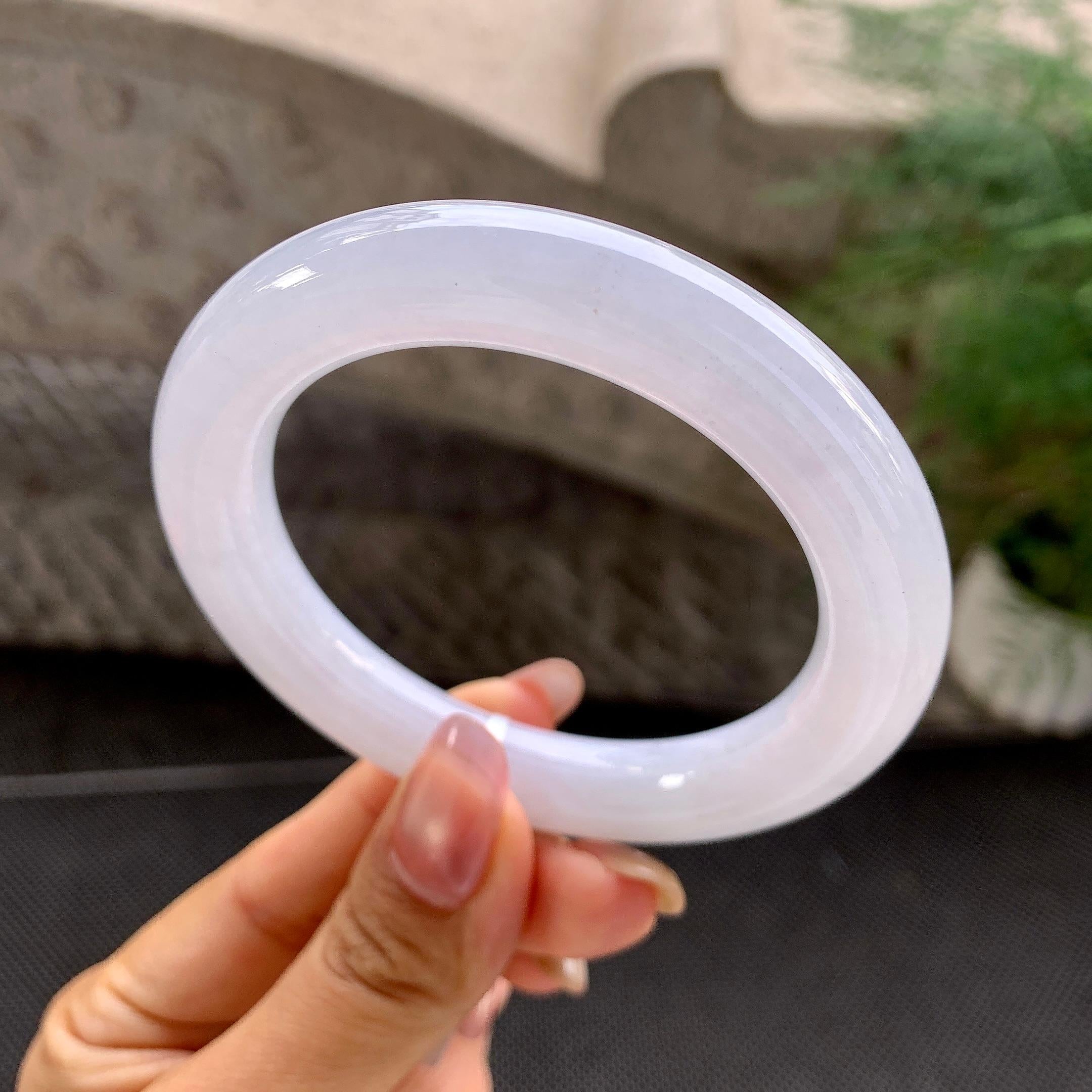 细糯种淡紫罗兰圆条手镯（55.4mm）（yc288671）