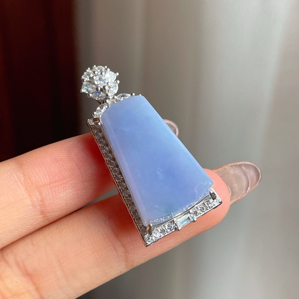 S925银镶冰种紫罗兰翡翠无事牌挂件（yc175933）