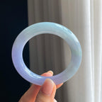 糯冰春带彩翡翠圆条手镯（54mm)（yc389543）