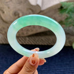 糯冰种翠绿圆条手镯（56.3mm）（yc243459）