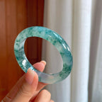 冰种飘花翡翠平安镯（54.5mm）（yc400154）