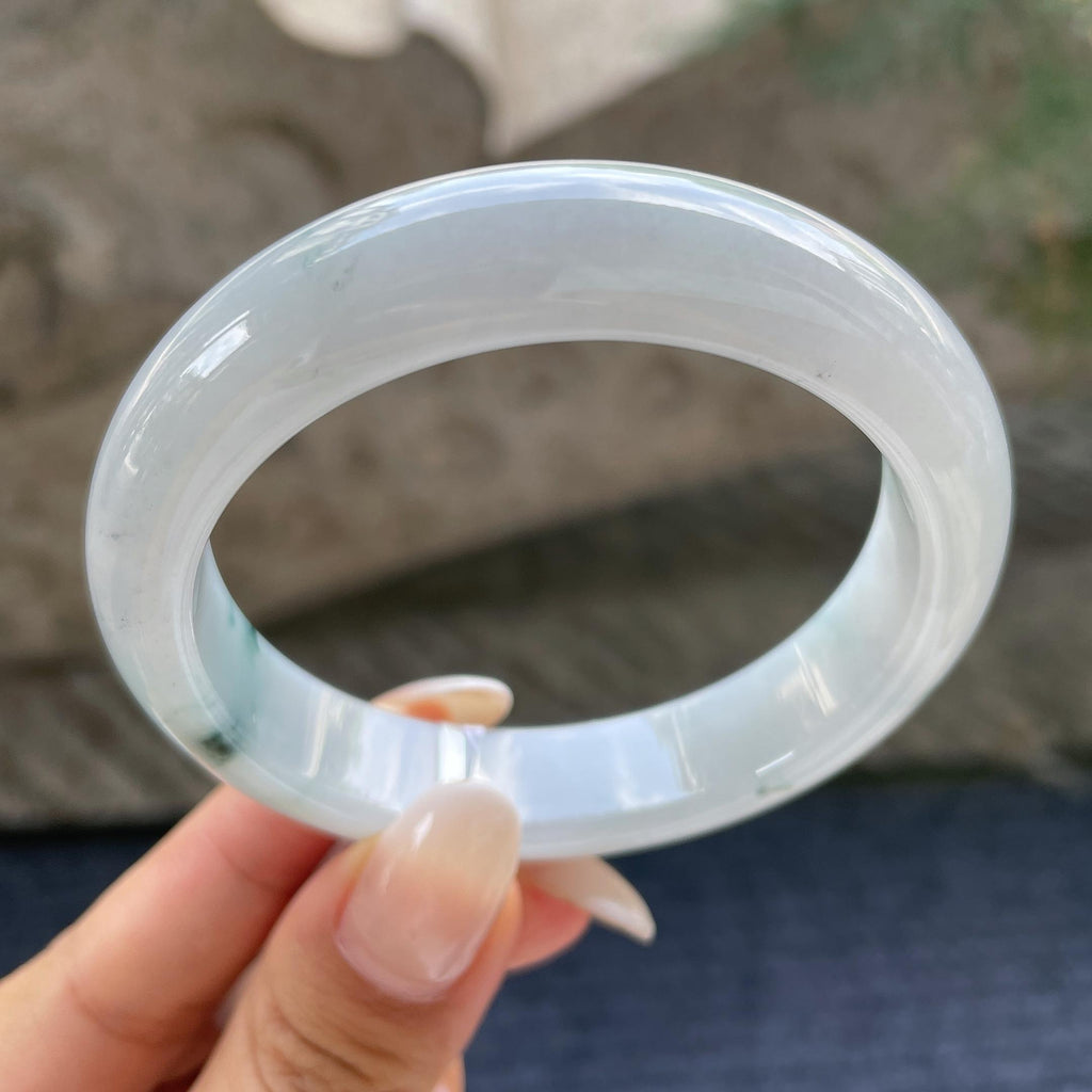 细糯种飘花正圈平安镯55.5圈     天然缅甸A货翡翠（yc421207）