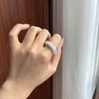 糯冰带色戒圈 天然缅甸A货翡翠（yc461115）