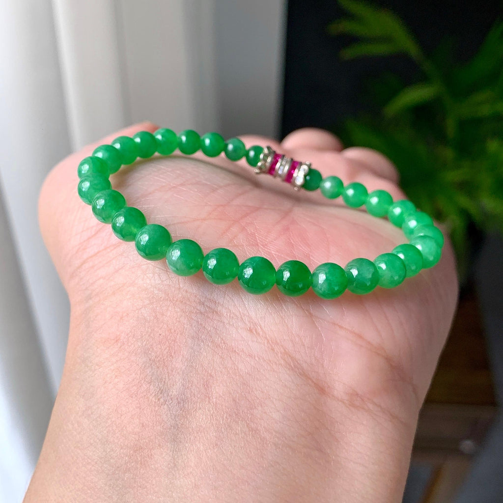 糯冰种满绿小米珠手链（yc221408）