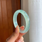冰种飘花翡翠平安镯（54.2mm)（yc424232）