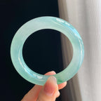 冰种晴底飘绿花翡翠圆条手镯（55.2mm)（yc323142）