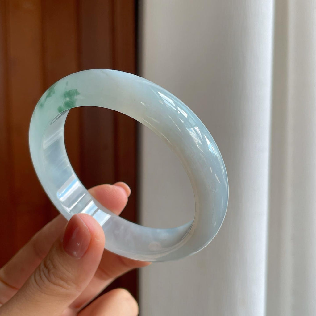 冰种飘花翡翠平安镯（58mm）（yc277368）