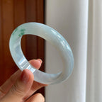 冰种飘花翡翠平安镯（58mm）（yc277368）