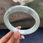 大圈口     细糯种飘花正圈平安镯60圈      天然缅甸A货翡翠（yc421236）