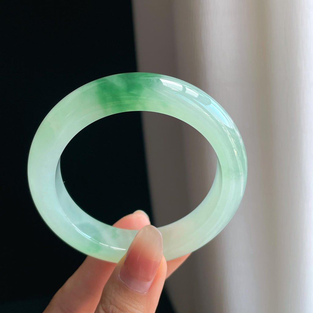 冰种飘花翡翠平安镯（54.6mm)（yc349351）