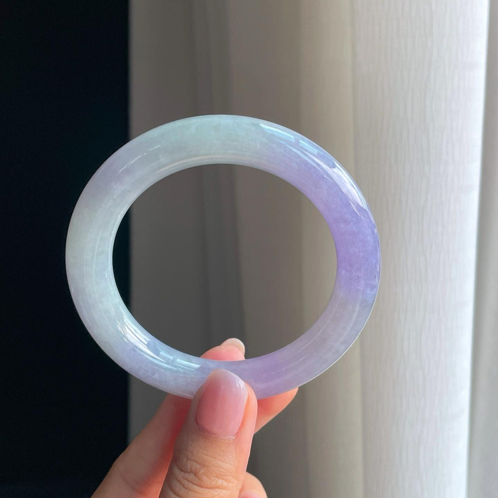 糯冰紫罗兰翡翠圆条手镯（57.2mm）（yc391386）