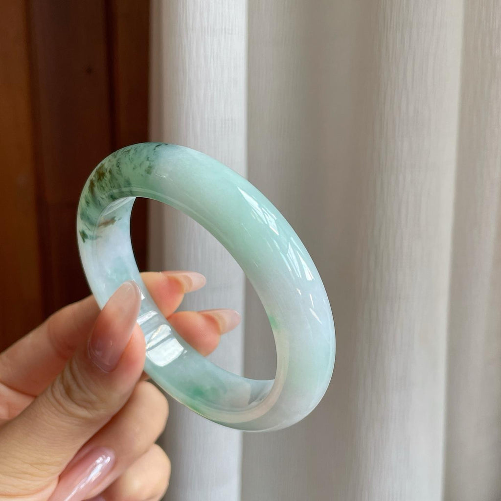 冰种飘花翡翠平安镯（55mm）（yc282500）