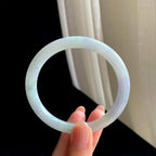 糯冰淡春底翡翠圆条手镯（56.3mm)（yc342195）