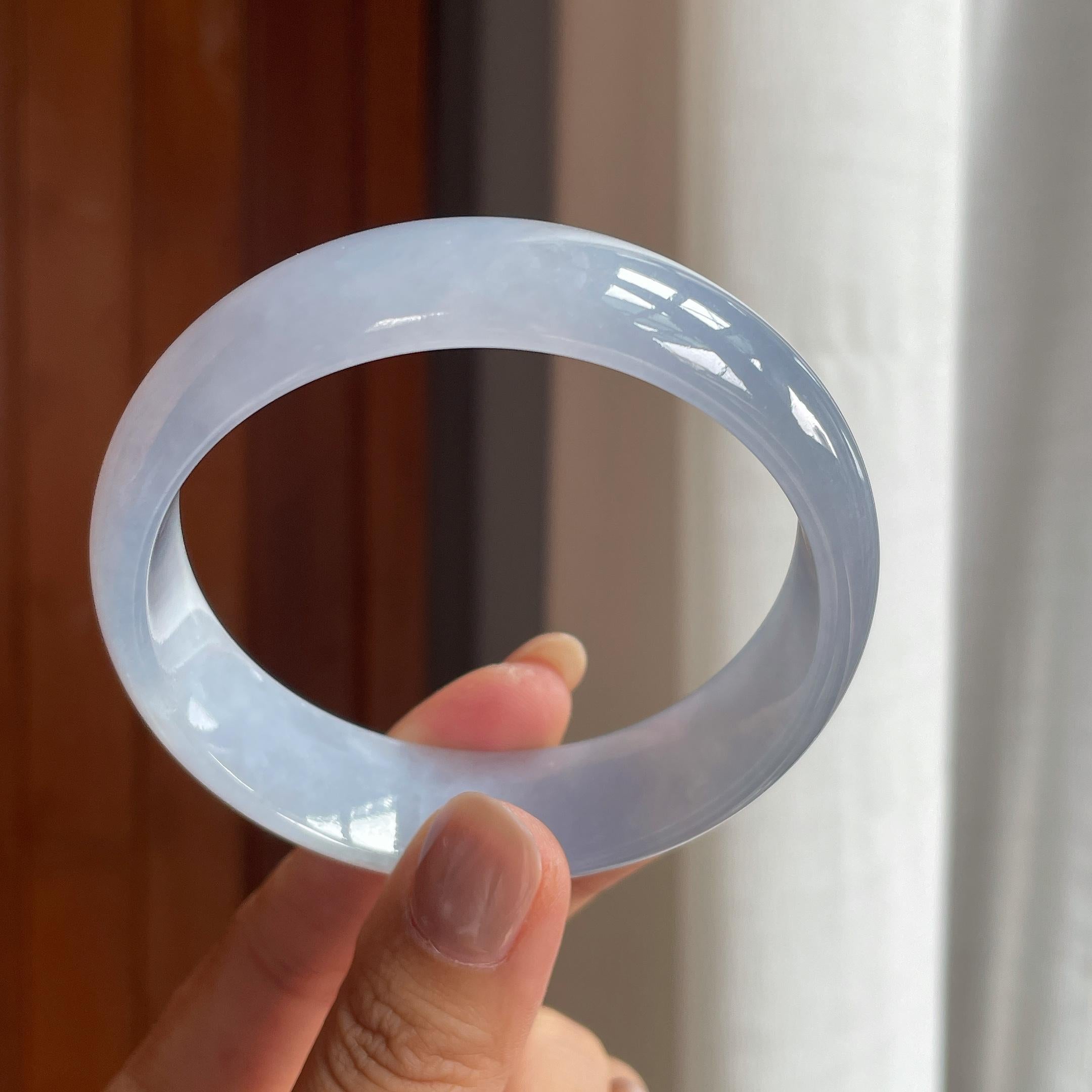 冰种紫罗兰宽版翡翠平安镯（60.5mm）（yc423136）