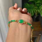 18k金糯冰种满绿蛋面手链（yc233835）