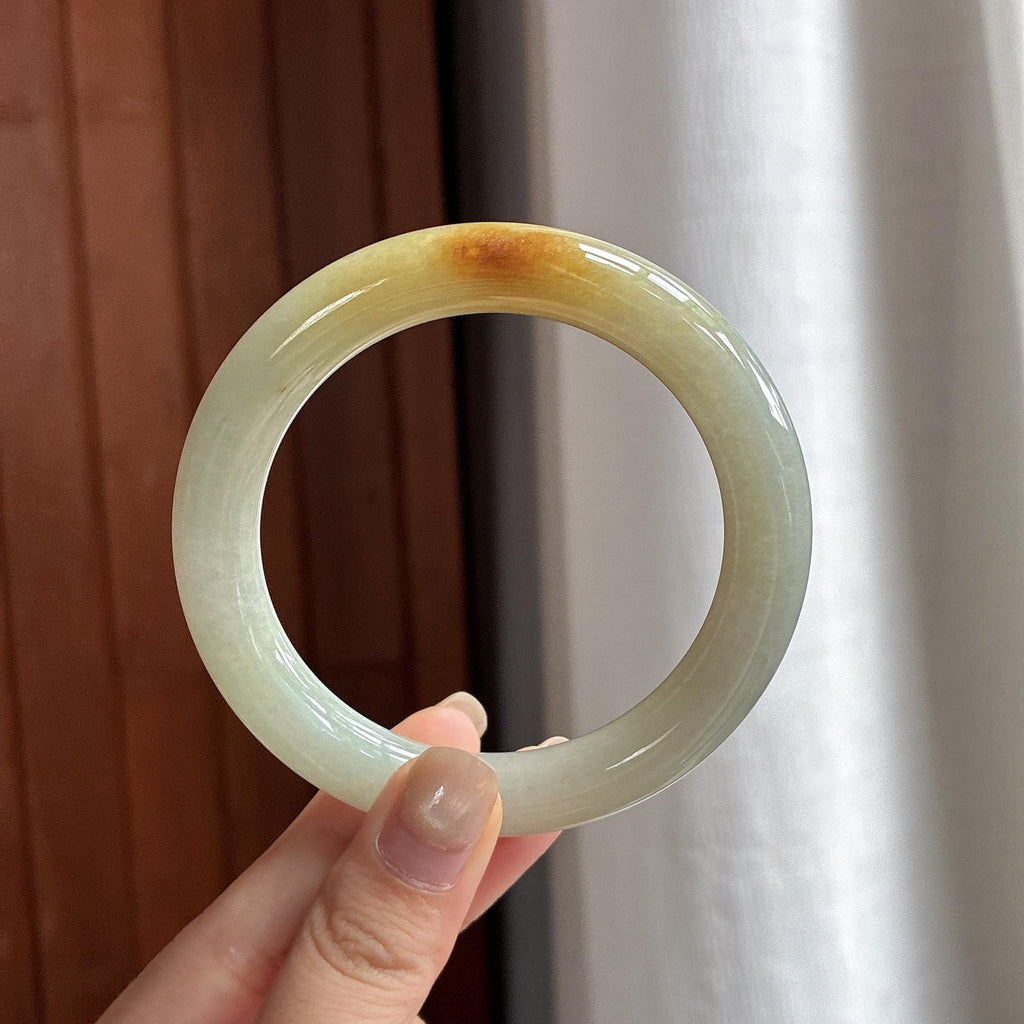 细糯种黄翡圆条手镯 58圈 天然缅甸A货翡翠（yc484549）