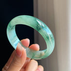 冰种飘花翡翠平安镯（57.8mm）（yc323783）