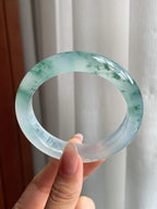 冰种飘花翡翠平安镯（55mm）（yc177381）