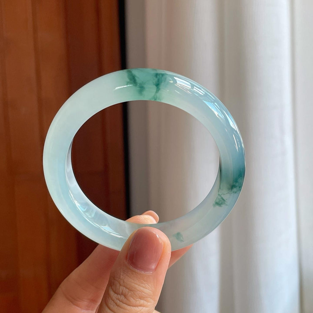 冰种飘花翡翠平安镯（54.6mm）（yc278700）