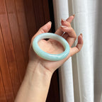 大圈口 细糯冰淡晴底 60圈 天然缅甸A货翡翠（yc454588）