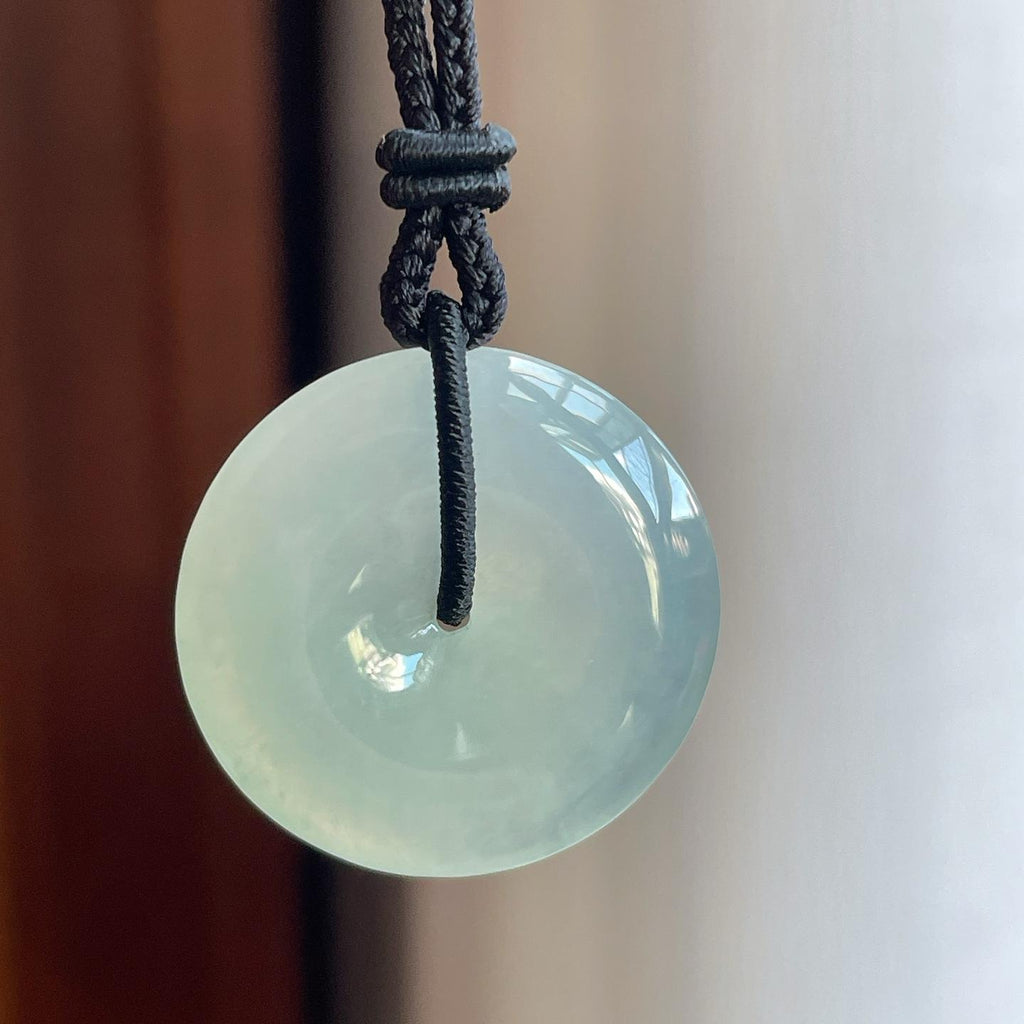 糯冰淡底色翡翠平安扣（yc241873）