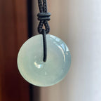 糯冰淡底色翡翠平安扣（yc241873）