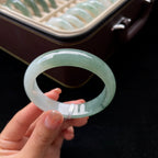 糯冰半山半水正圈翡翠手镯（55mm）（yc017408）