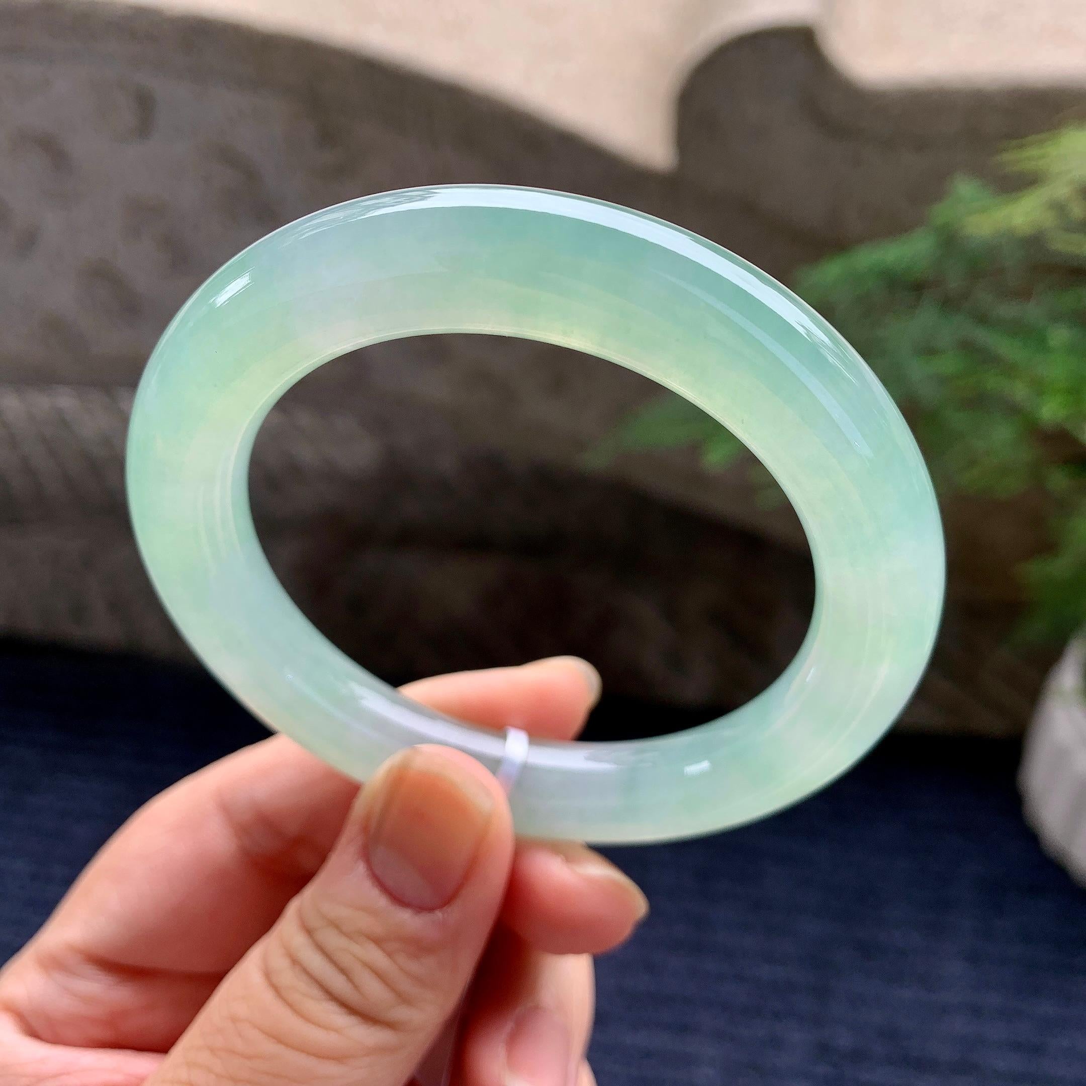 糯冰种晴水圆条手镯（54mm）（yc267242）
