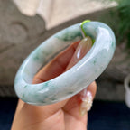 细糯种飘花正圈平安镯57.2圈          天然缅甸A货翡翠（yc460642）