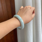 糯冰淡底色翡翠平安镯（58.6mm）（yc216053）