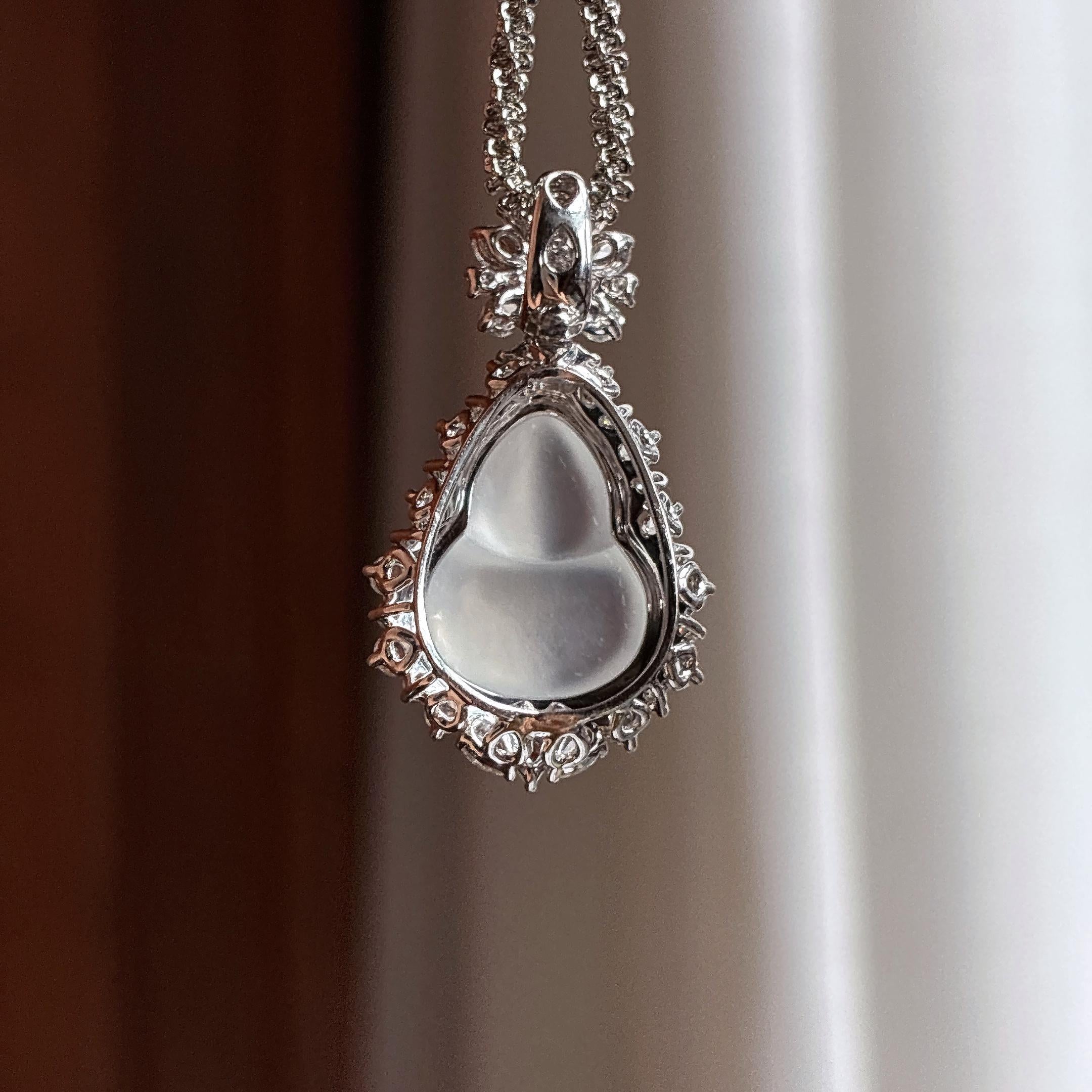 18k金镶冰玻种无色葫芦 天然缅甸A货翡翠（yc461464）