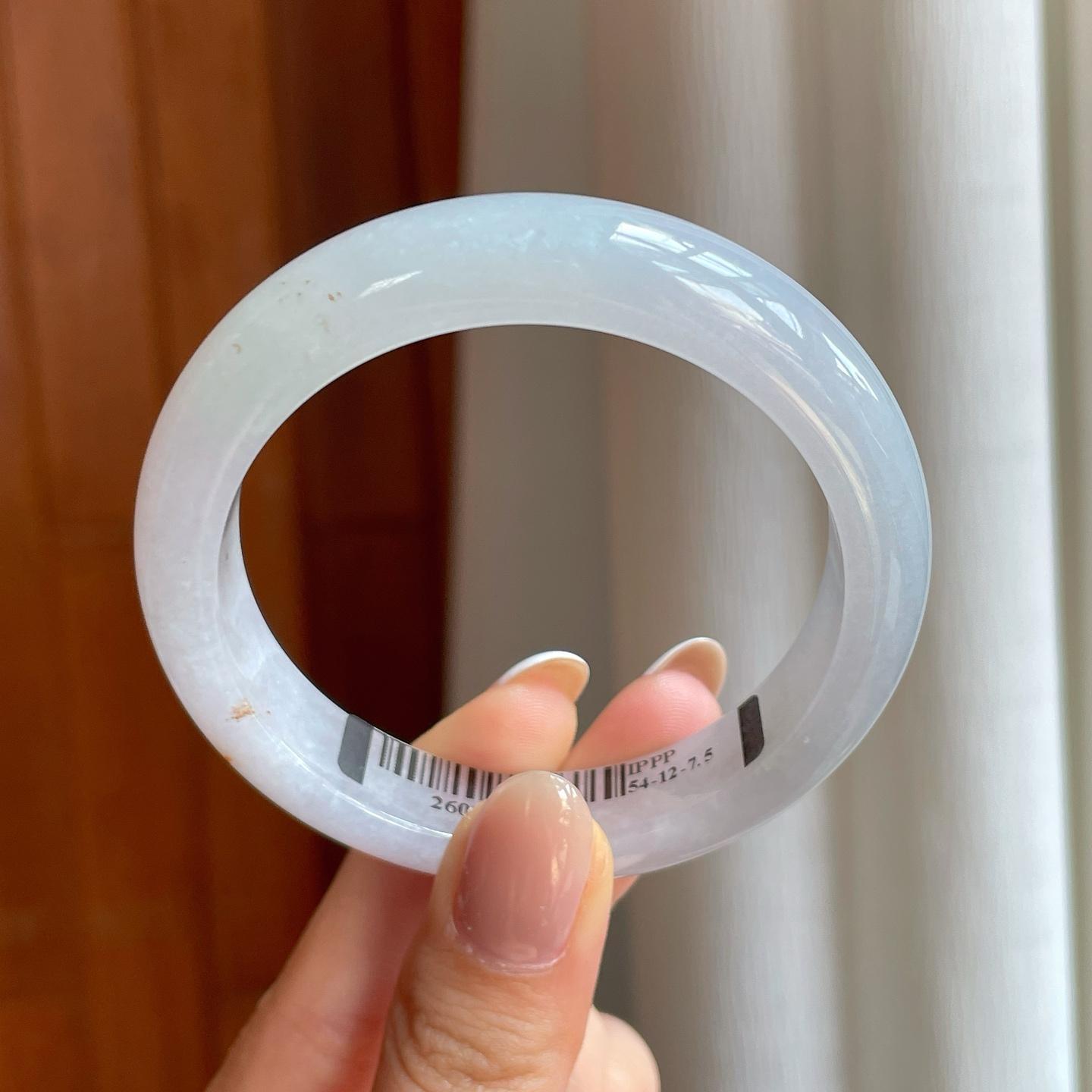 糯冰淡底色翡翠平安镯（53.8mm)（yc373462）