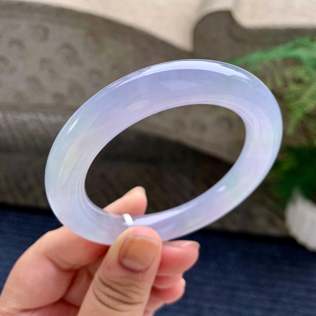 糯冰种紫罗兰圆条手镯（55.8mm）（yc233913）