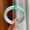 糯冰带色翡翠平安镯（59mm)（yc360251）