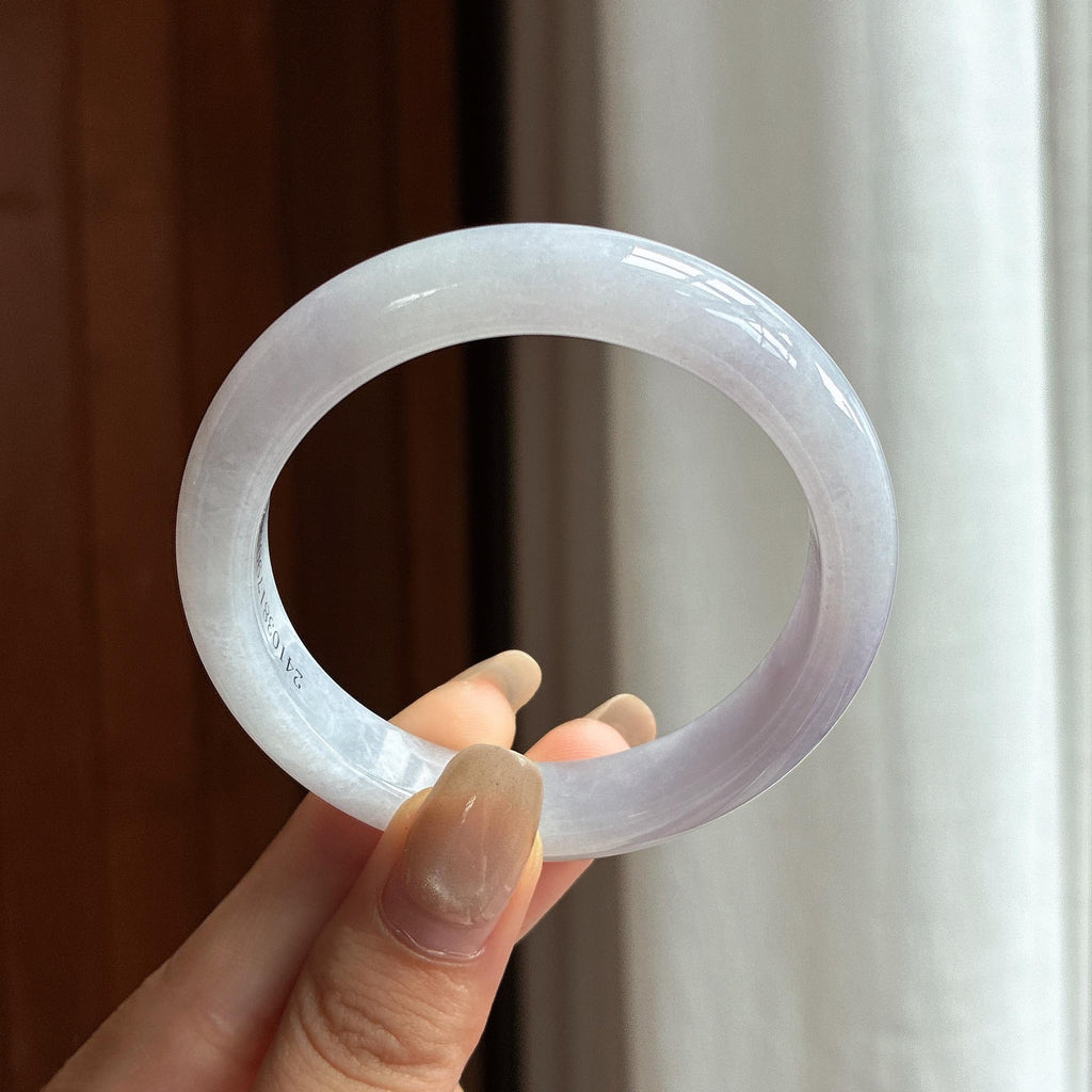 细糯种紫罗兰正圈平安镯 51圈 天然缅甸A货翡翠（yc460031）
