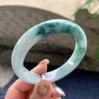 细糯种飘蓝花正圈平安镯  58.3圈口  天然缅甸A货翡翠（yc436255）