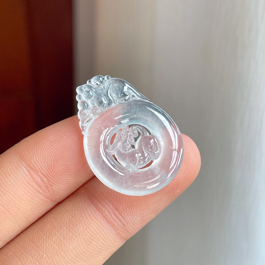 玻璃种无色翡翠仿古龙牌（yc316088）