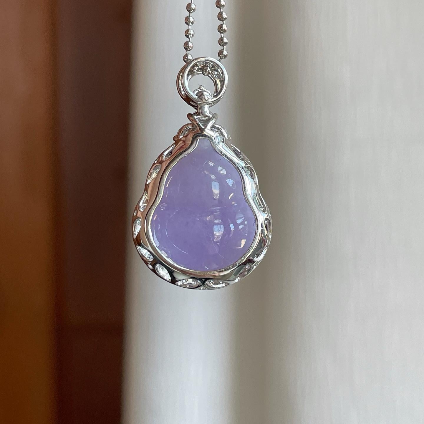 18k金钻镶糯冰紫罗兰翡翠葫芦（yc302436）