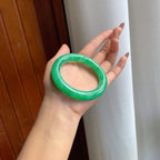 糯种满绿翡翠圆条手镯（56mm）（yc190531）