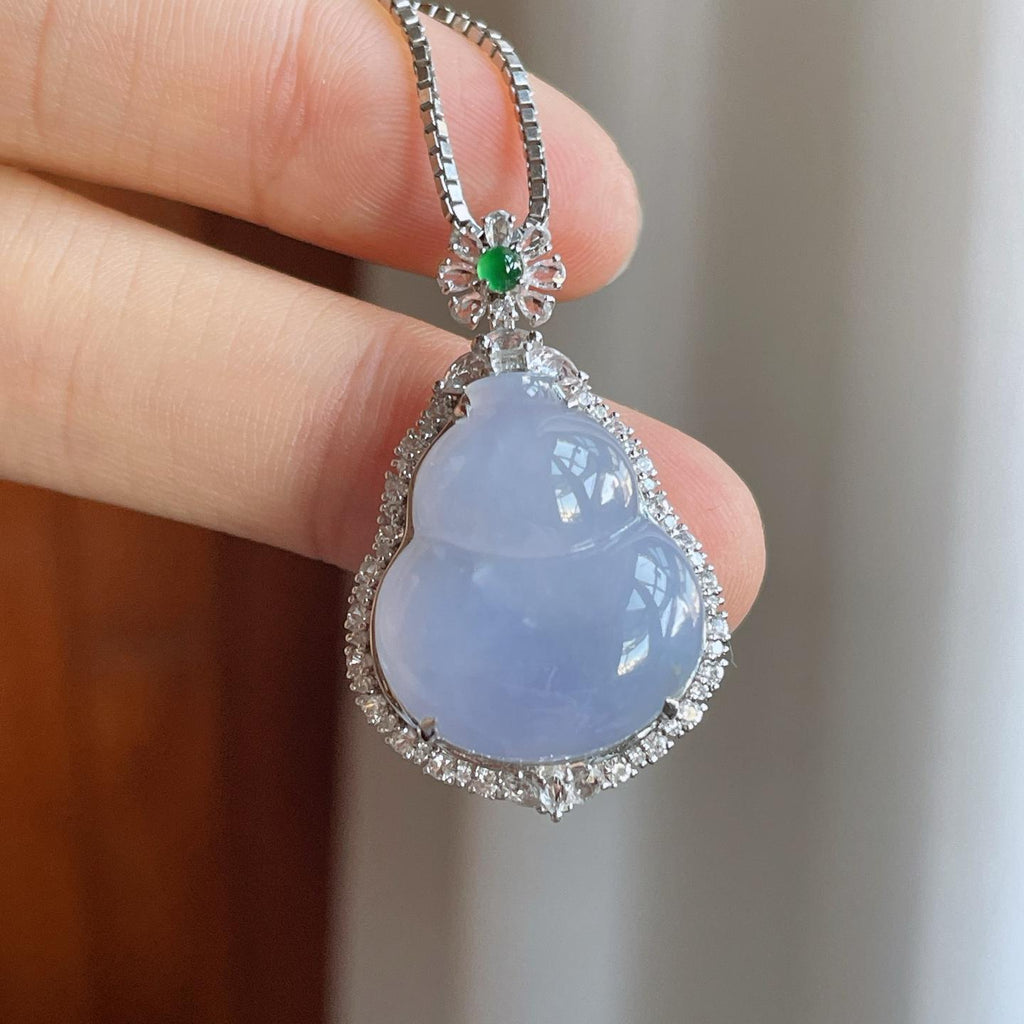 18k金钻镶糯冰种紫罗兰翡翠葫芦（yc312869）
