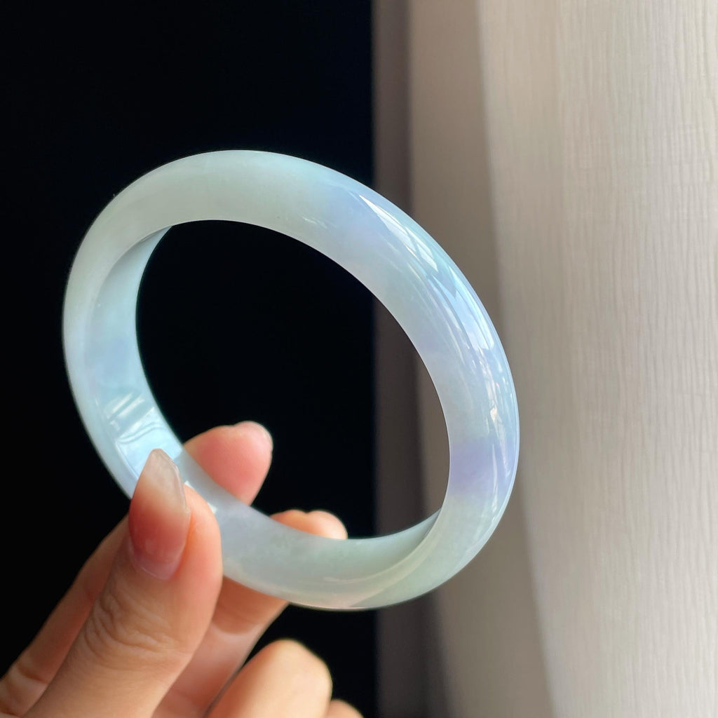 糯冰淡紫罗兰翡翠平安镯（62.5mm)（yc323779）