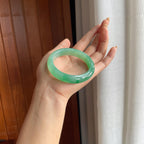 冰种绿底飘绿花翡翠平安镯(55.5mm)（yc415365）