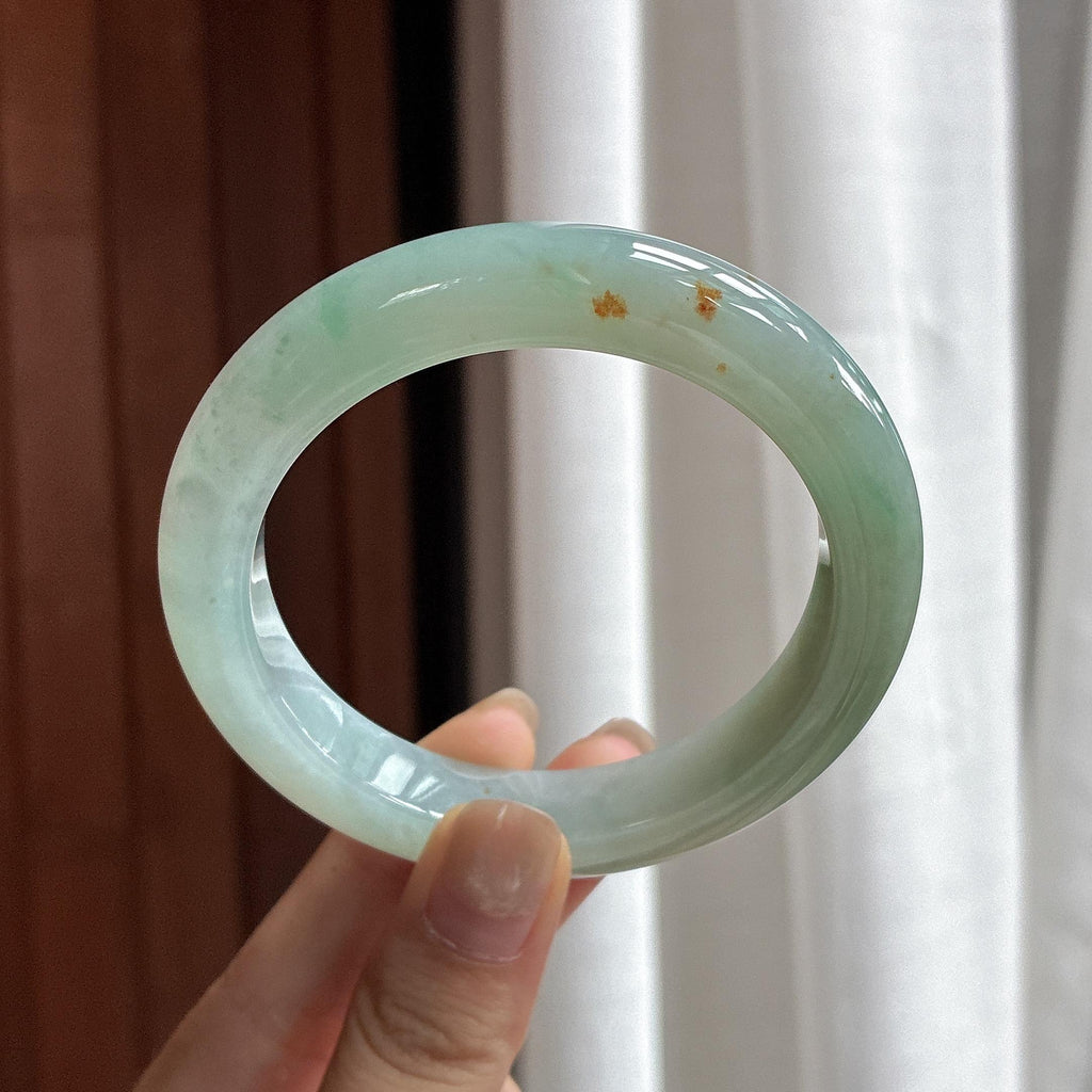 糯冰飘花洒金正圈平安镯 56圈 天然缅甸A货翡翠（yc482394）
