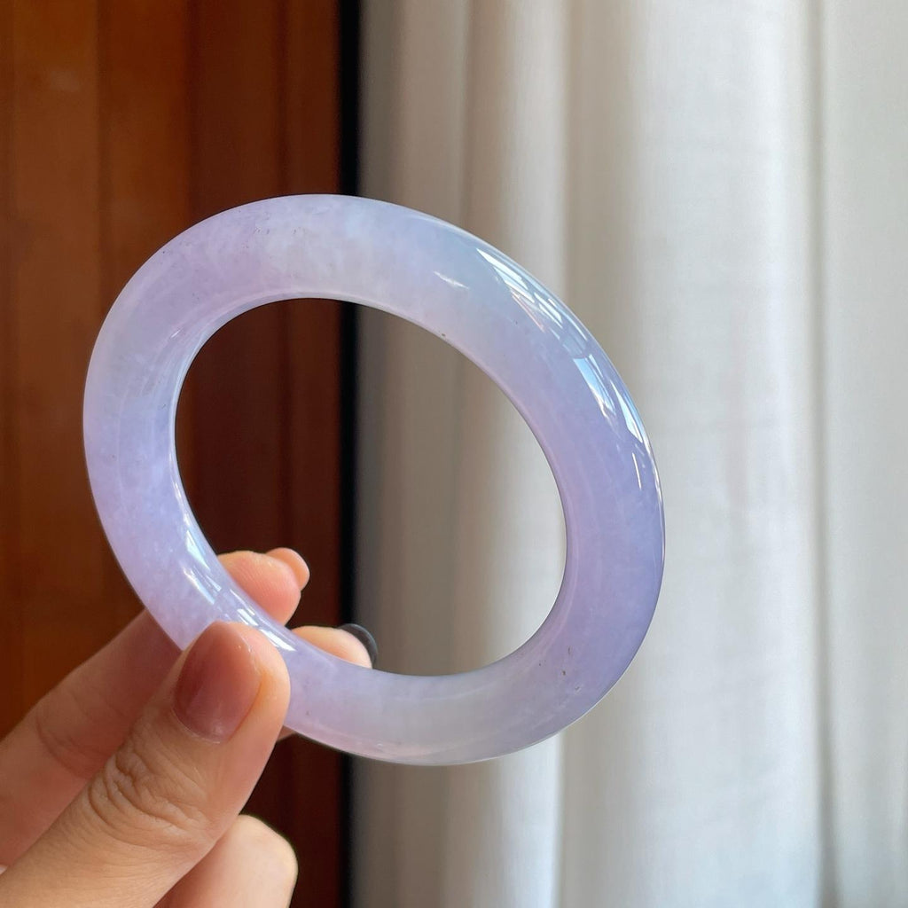 冰种紫罗兰翡翠圆条手镯（57.7mm）（yc278725）